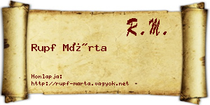 Rupf Márta névjegykártya